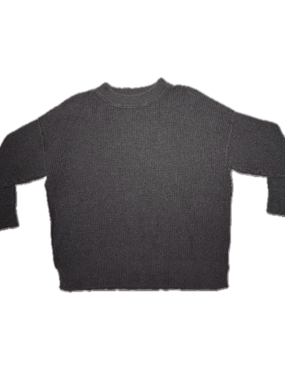 Aerie Charcoal Dark Grey Waffle Knit Sweatshirt XS